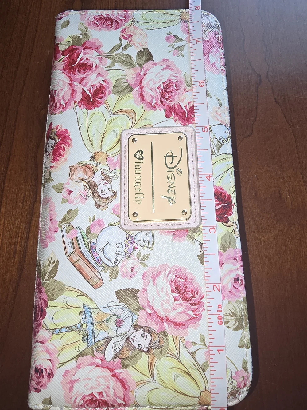 Disney Loungefly Belle Floral Zip Wallet - EUC - Beauty And The Beast